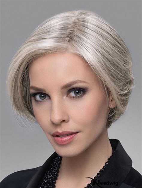 Comfortable Lace Front Cropped Synthetic Grey Wigs