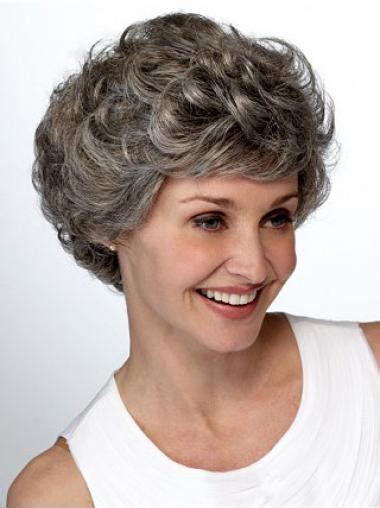 Comfortable Lace Front Short Synthetic Grey Wigs