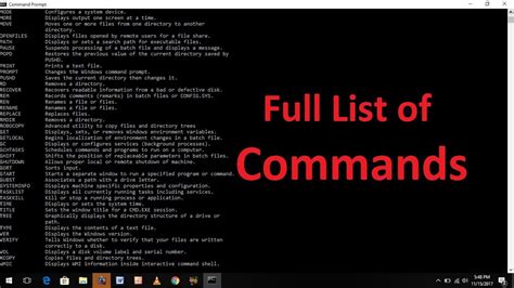 Command List: