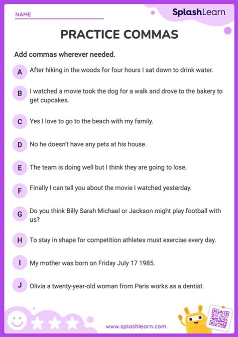 Commas Interrupters Printable Worksheet With Answer Key Th