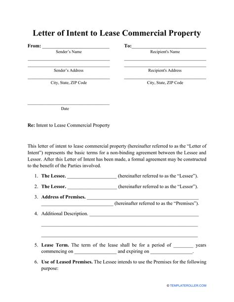 Commercial Loi Template