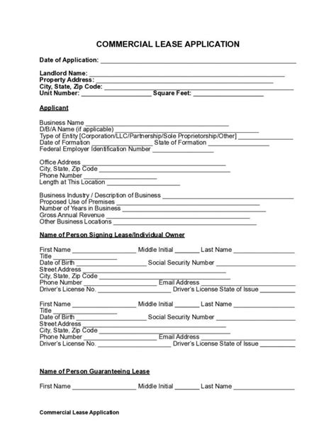 Commercial Rental Application Template