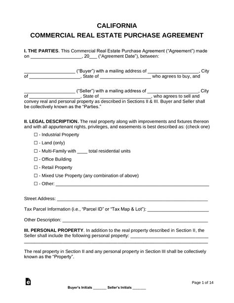 Commercial real estate purchase agreement california Ebook Doc