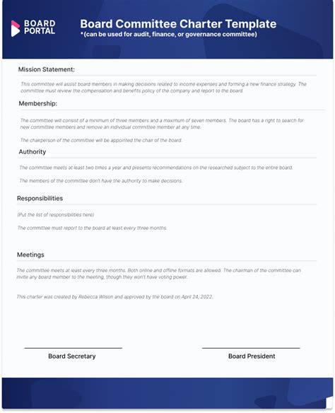 Committee Charter Template