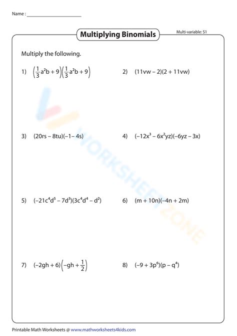 Common Core Multiplying Polynomials Answer Key PDF