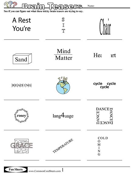 Common Core Sheets Answers Of Brainteasers Epub