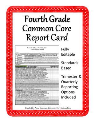 Common Core Standards Report Card Template Ebook Kindle Editon