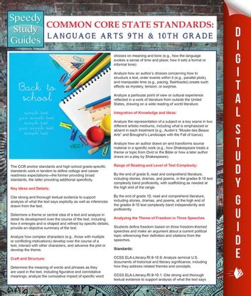 Common Core State Standards Language Arts 9th And 10Th Grade Speedy Study Guides Kindle Editon