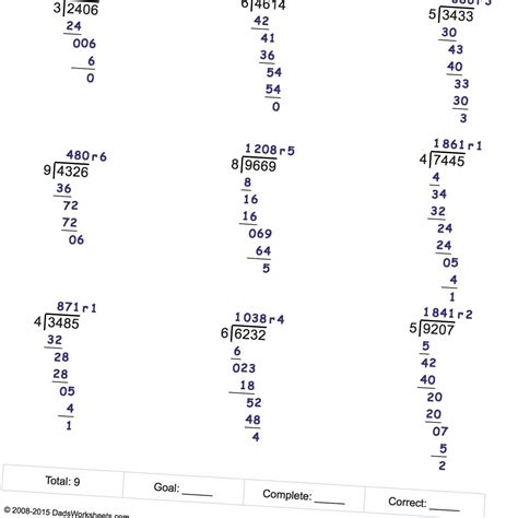 Commoncoresheets Division With Remainders Answer Key Doc