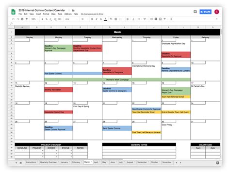 Comms Calendar Template