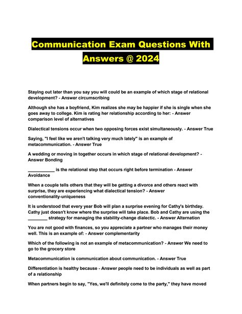 Communication Exam Questions Answers Kindle Editon