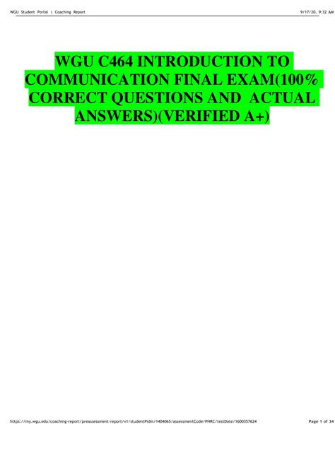 Communication Final Exam With Answers PDF