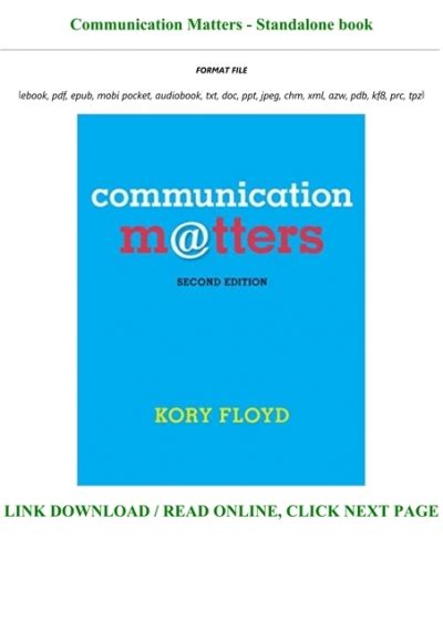 Communication Matters Standalone book Kindle Editon