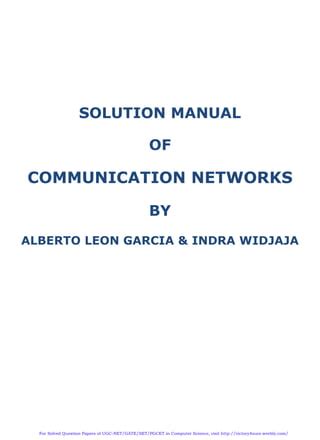 Communication Networks Leon Garcia Solution Manual PDF