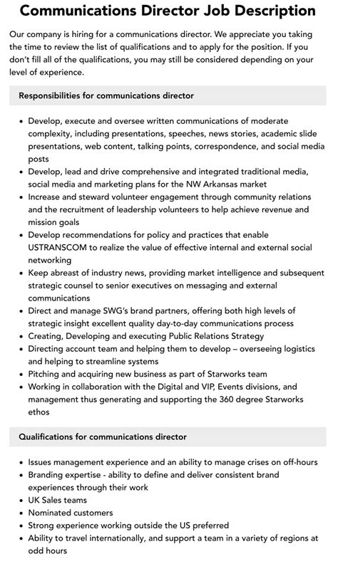 Communications Director Jobs: A Comprehensive Guide to Career Paths and Responsibilities