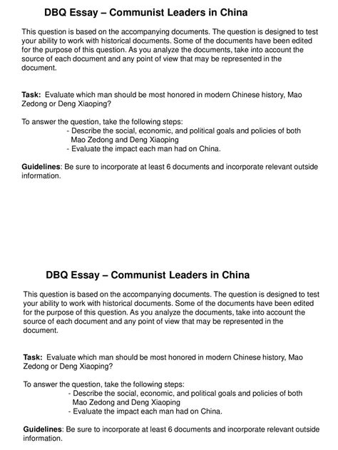 Communist China Dbq Answers Reader