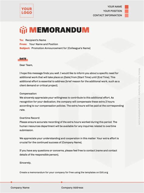 Company Memorandum Template