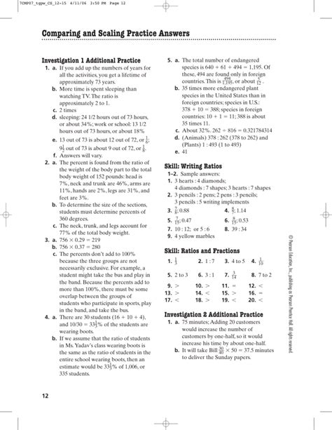 Comparing And Scaling Investigation 2 Answers Doc