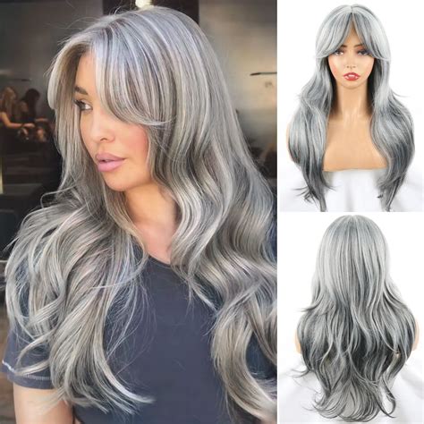 Comparison: 14" Grey Wig vs. Straight Bangs