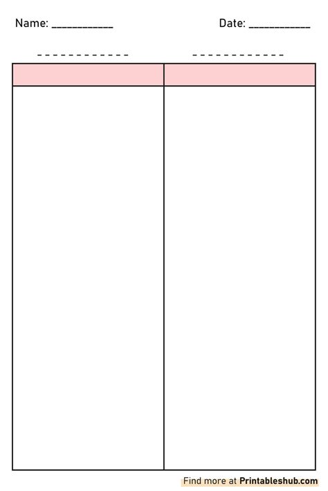 Comparison Chart Blank