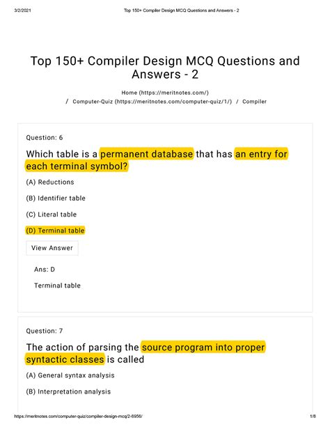 Compiler Construction Exam Questions And Answers Epub