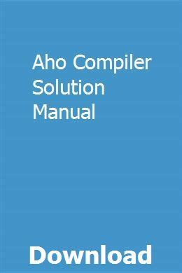 Compilers Aho Solution Manual Doc