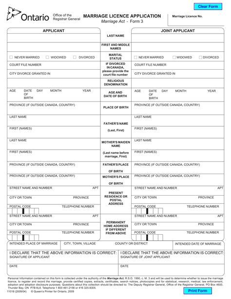 Complete a marriage license application.