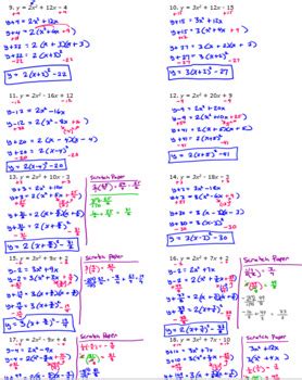 Completing The Square Answer Key Tesccc PDF