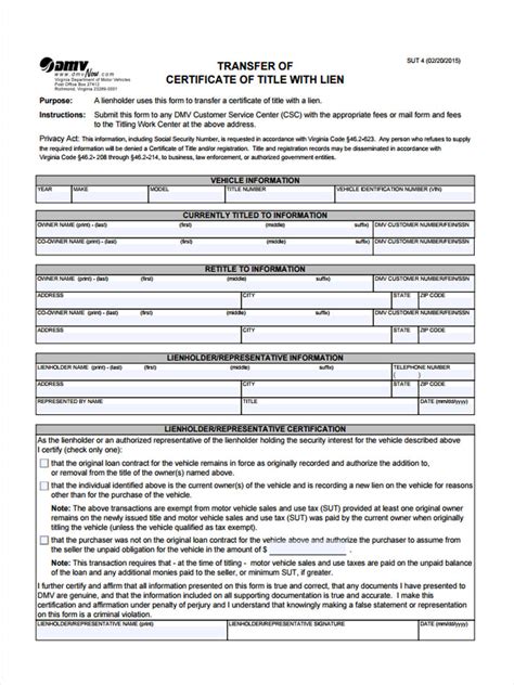 Completing the Title Transfer Form: