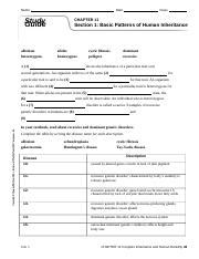 Complex Inheritance And Human Heredity Section 11 1 Answers Key PDF