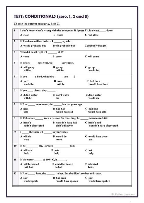 Complex Test Conditional Sentences In English Answers Doc