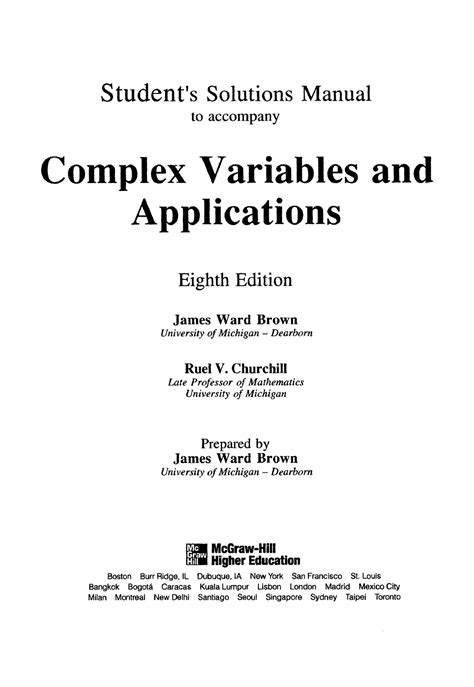 Complex Variables And Application Student Solution Manual Epub