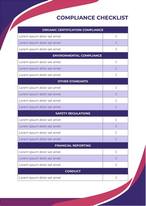 Compliance Checklist Template