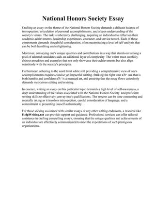 Components of a National Honor Society Essay