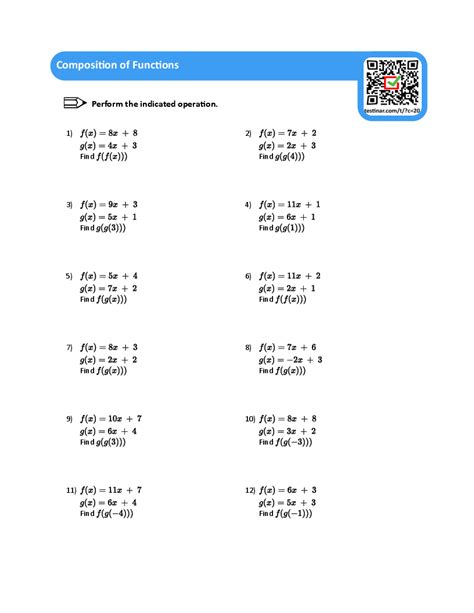 Composition of Functions Worksheet: Master the Art of Combining Transformations