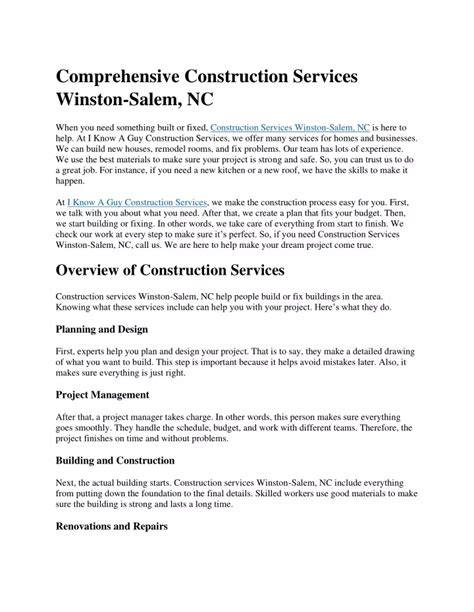 Comprehensive Construction Services