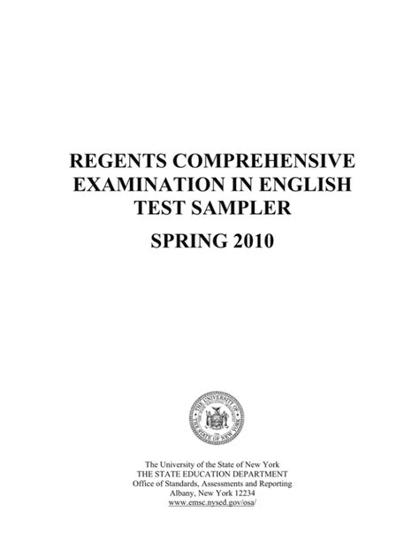 Comprehensive English Regents Sampler Spring 2010 Answers PDF