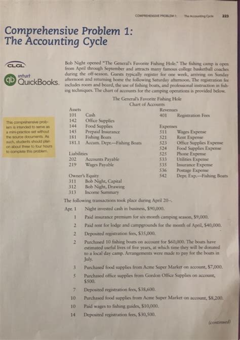 Comprehensive Problem 1 The Accounting Cycle Bob Night Answers Doc