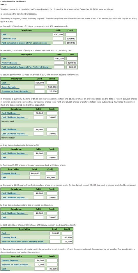 Comprehensive Problem 4 Accounting Solutions Doc