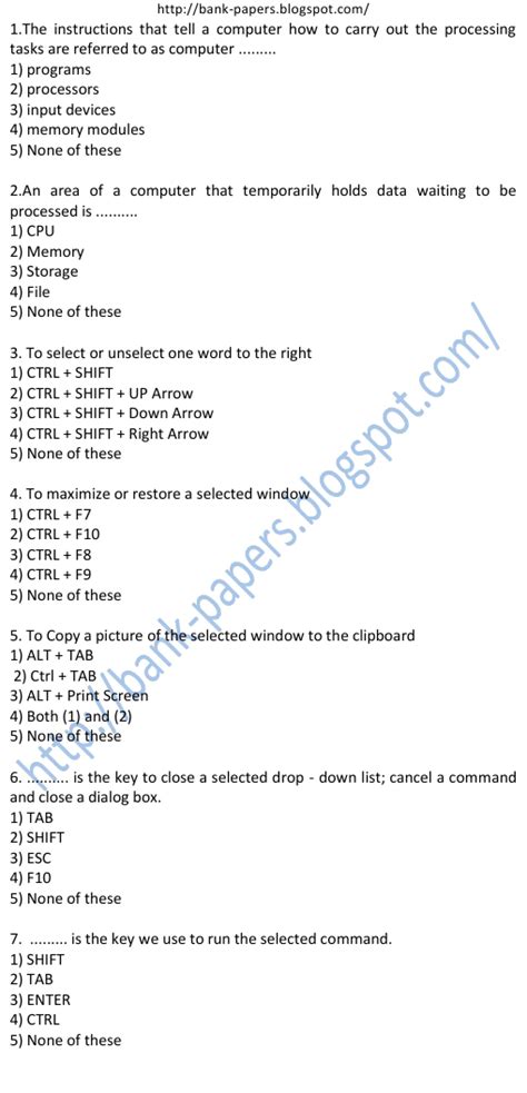 Computer Aptitude Questions And Answers For Bank Exams Doc