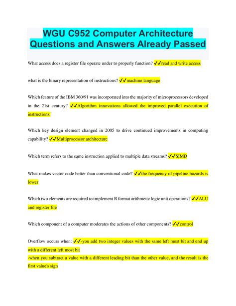 Computer Architecture Questions And Answers Objectives PDF