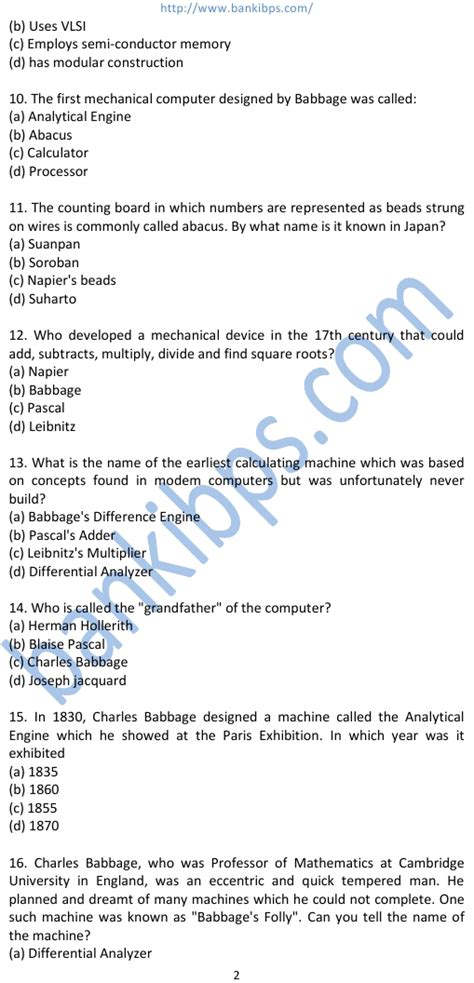 Computer Awareness Questions And Answers For Bank Exam PDF