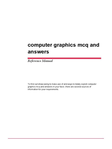 Computer Graphics Mcq And Answers Reader