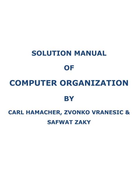 Computer Organization Solution Reader