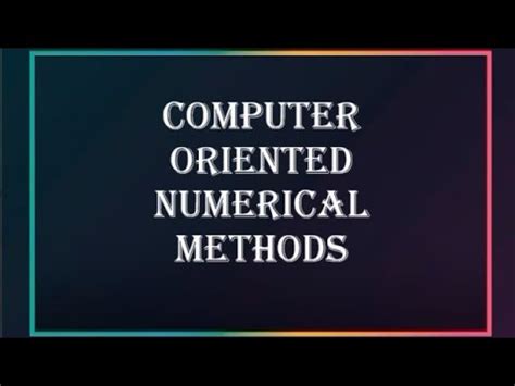 Computer Oriented Numerical Methods PDF