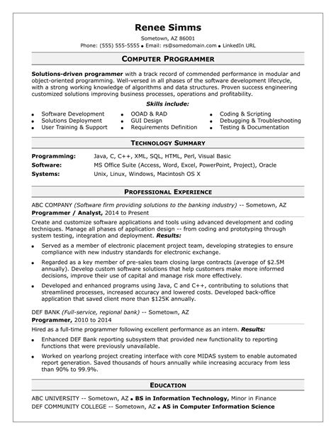 Computer Programmer Resume Template