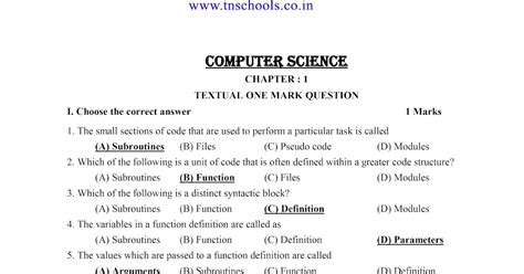 Computer Science One Word Questions And Answers Doc