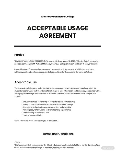 Computer Use Agreement Template