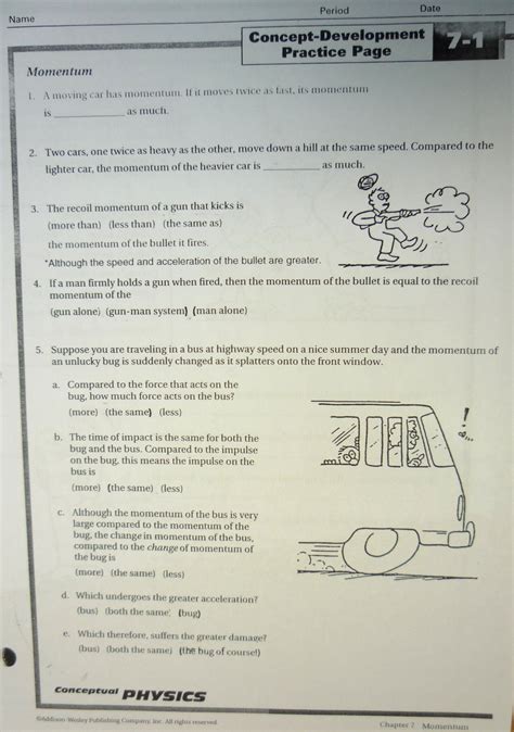 Concept Development Practice Page 7 1 Momentum Answers Doc