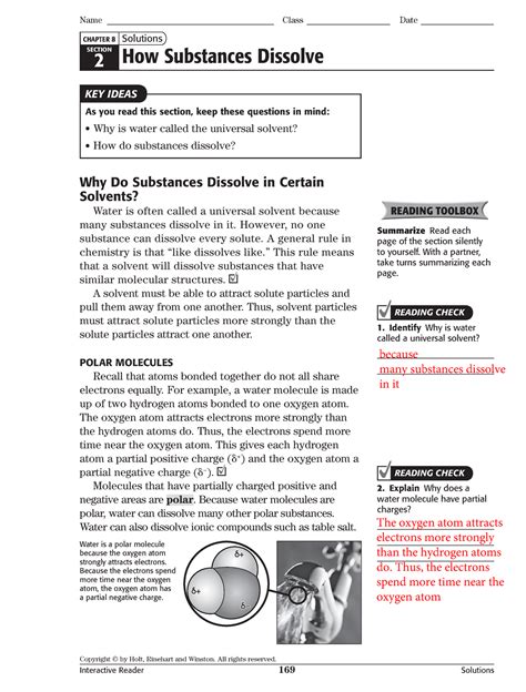 Concept Review How Substances Dissolve Answer Key Doc